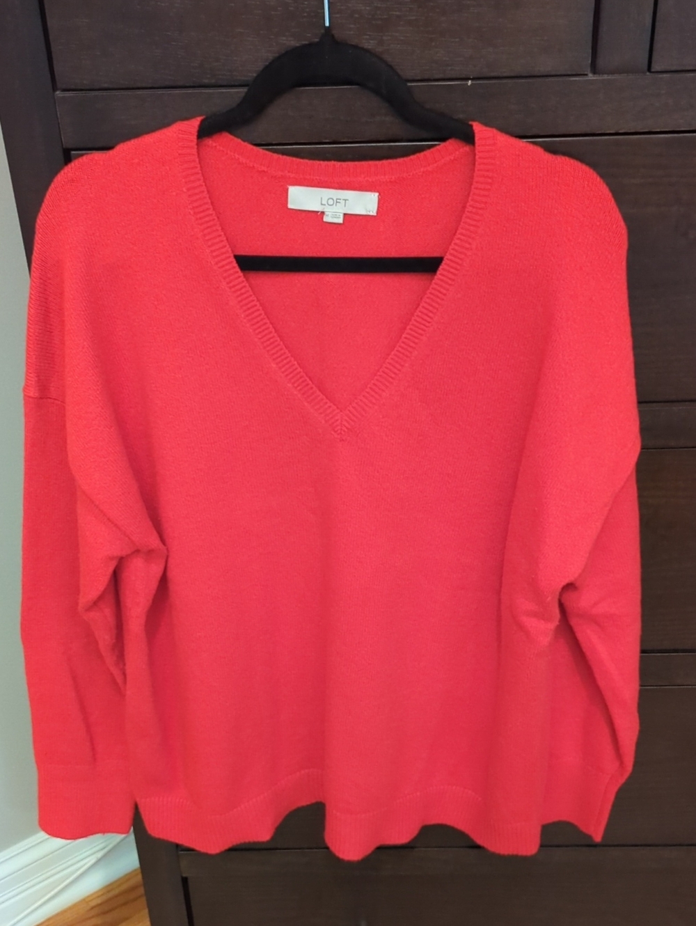 LOFT Women's V-Neck Sweater in Red